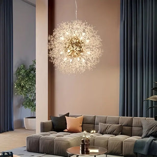 Luxuriöse Goldene Kristall-Pendelleuchte – Modernes Pusteblumen-Design