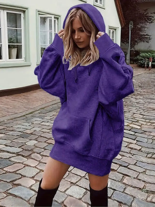 Hoodie mit Kängurutasche – Einfarbig, Langarm, Lässig
