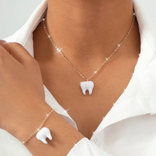Halskette + Armband Süßes Schmuck-Set – Special Tooth Design