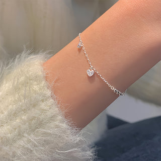 Exquisites Luxus Love Heart Zirconia Anhänger Kupfer Silbere Kettenarmband für Damen