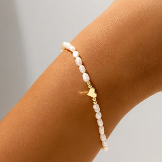 Elegantes Herz Charm Resin Perlen Armband für Damen
