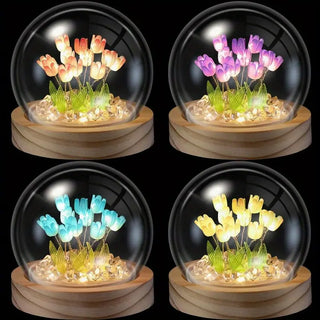 Diy Tulpen-Nachtlampe – Handgemachte Glaskuppel-Dekoration