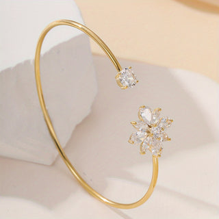 Vergoldetes Kupferarmband mit Synthetischem Zirkonia