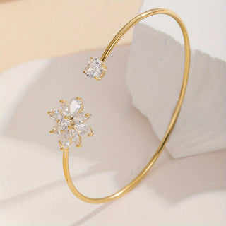 Vergoldetes Kupferarmband mit Synthetischem Zirkonia