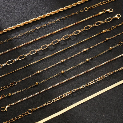 10-teiliges Damen-Armbandset – Elegante Goldene Armreifen mit Gedrehtem Seil-Design