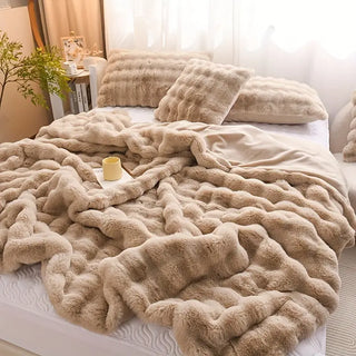 Verdickte Plüschdecke aus Kaninchenfell, Weich und Warm