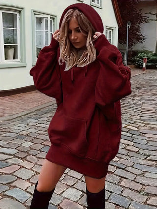 Hoodie mit Kängurutasche – Einfarbig, Langarm, Lässig