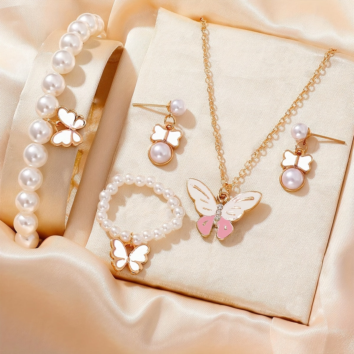 Süßes Perlen-Schmetterling Schmuckset für Mädchen