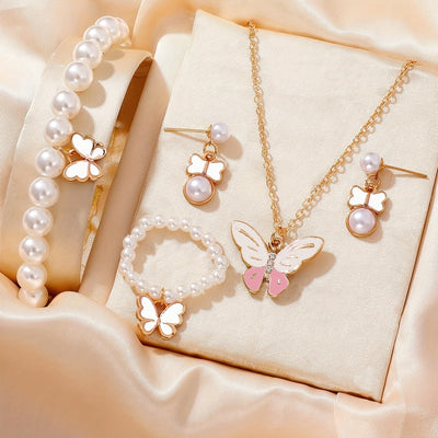 Süßes Perlen-Schmetterling Schmuckset für Mädchen