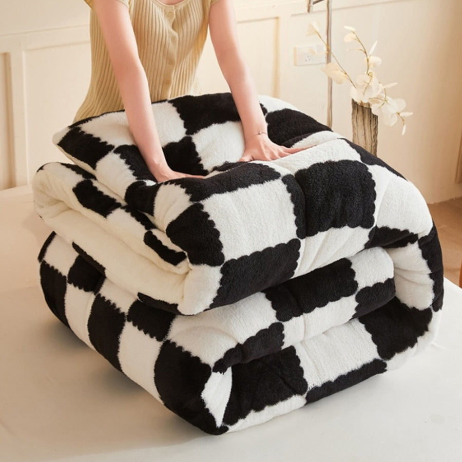 Zeitgemäße Karierte Fleece-Bettdecke – Warm & Stilvoll