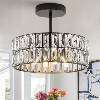Moderne Semi-Flush Deckenleuchte mit Rundem Kristall-Kronleuchter