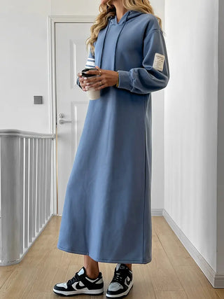 Kapuzen-Sweatshirtkleid – Langarm, Peacock Blue, Lässig