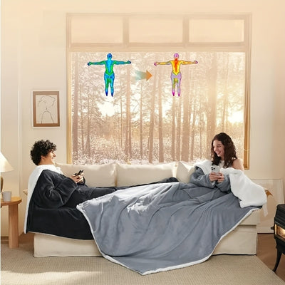 Bequeme Fleece-Tragedecke mit Ärmeln & Taschen