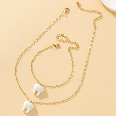 Halskette + Armband Süßes Schmuck-Set – Special Tooth Design