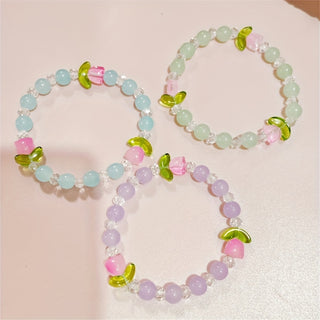 Charmantes Tulpen-Glasperlen-Armband für Mädchen