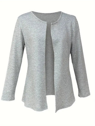 Casual-Winterjacke aus Polyester – Langarm, Rundhals, Uni-Farbe