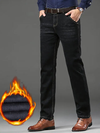 Herren Winter-Jeans – Warm, Stretch Denim, Reguläre Passform