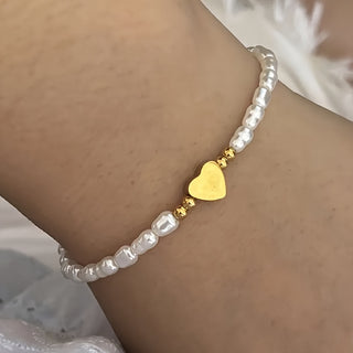 Elegantes Herz Charm Resin Perlen Armband für Damen