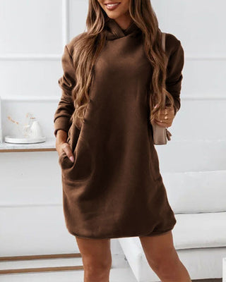 Einfarbiges langes kapuzen-sweatshirt