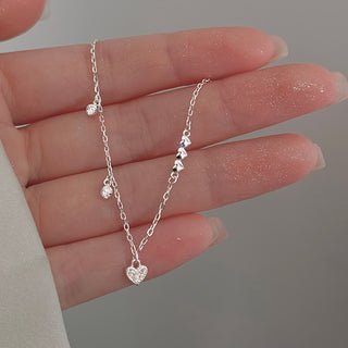 Exquisites Luxus Love Heart Zirconia Anhänger Kupfer Silbere Kettenarmband für Damen