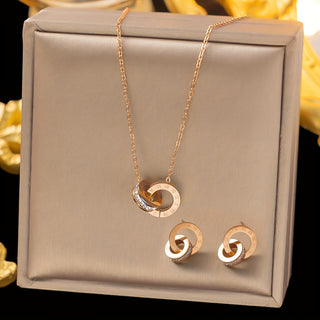 Stilvolles & Elegantes Edelstahl Schmuckset – Halskette & Ohrringe
