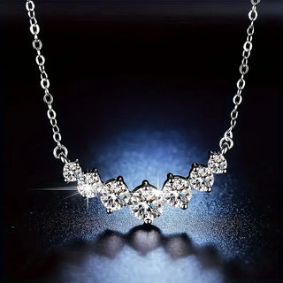 Elegante 925 Silber Moissanite Sieben-Stern Halskette – 2,8 Karat