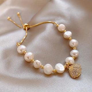 Frischwasserperlen Barock Muschel Strand Schmuckarmband