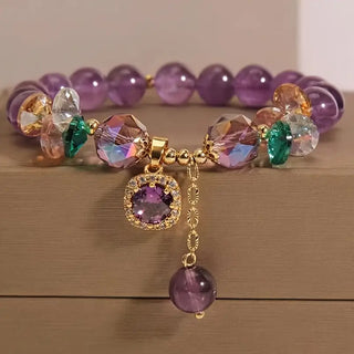 Vintage Amethyst Perlenarmband mit Zirkonia Akzenten