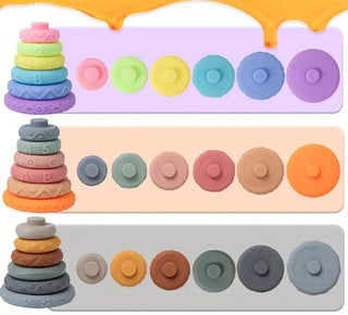 6er-Set Weiche Regenbogen Stapelringe – Sensorik Lernspielzeug