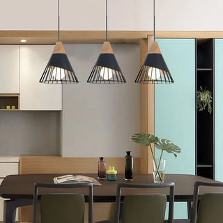 Moderne Holz Pendelleuchte – 3 schwarze Deckenlampen