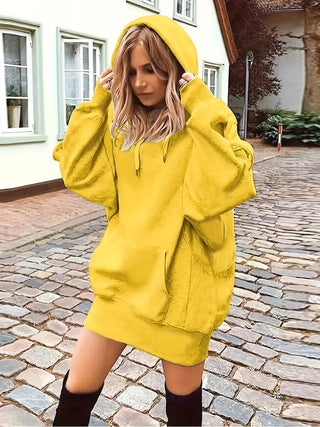 Hoodie mit Kängurutasche – Einfarbig, Langarm, Lässig