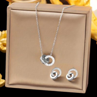 Stilvolles & Elegantes Edelstahl Schmuckset – Halskette & Ohrringe