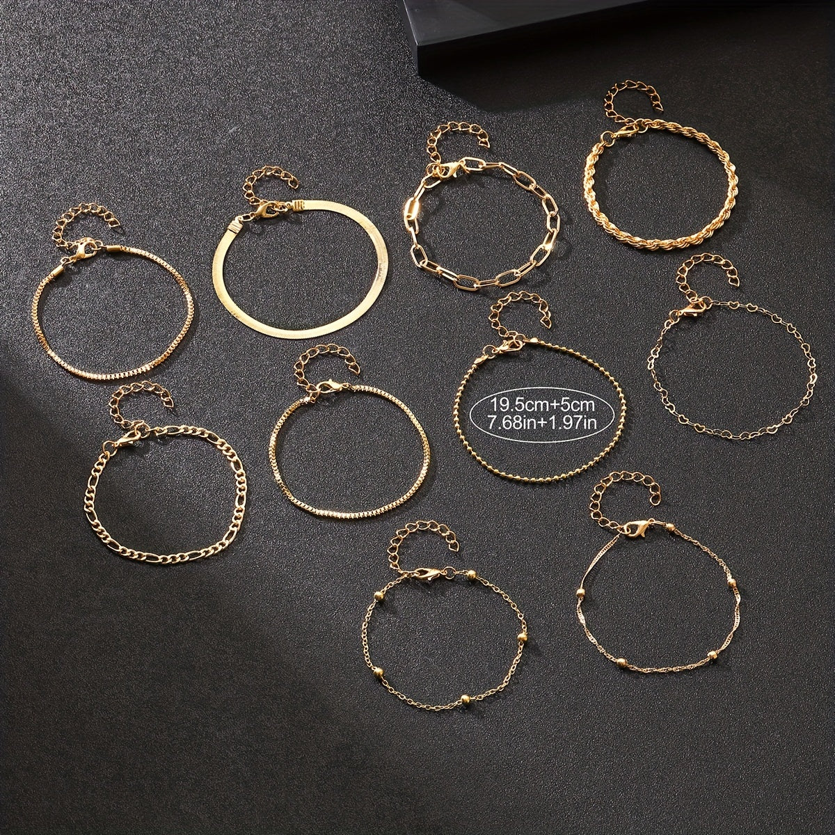 10-teiliges Damen-Armbandset – Elegante Goldene Armreifen mit Gedrehtem Seil-Design