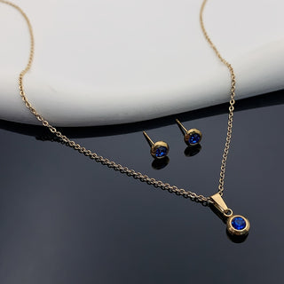 Damen Boho-Style Rundes Zirkonia Anhänger- & Ohrring-Set