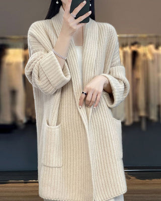 Einfarbiger Cardigan mit Reverstaschen