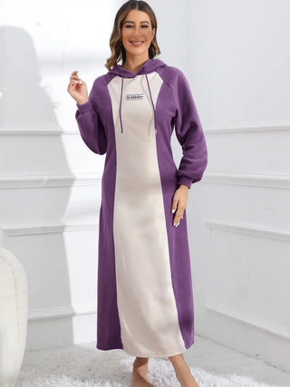Kapuzenpulli mit Slogandruck Kleid – Casual A-Linien Kapuzenkleid für Damen