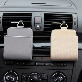 Car Air Vent Hanging Storage Box Mobile Phone Bag - PU Leder Auto Handyhalter