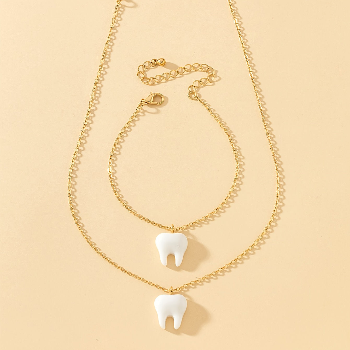 Halskette + Armband Süßes Schmuck-Set – Special Tooth Design