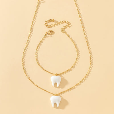 Halskette + Armband Süßes Schmuck-Set – Special Tooth Design