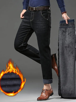 Herren Winter-Jeans – Warm, Stretch Denim, Reguläre Passform
