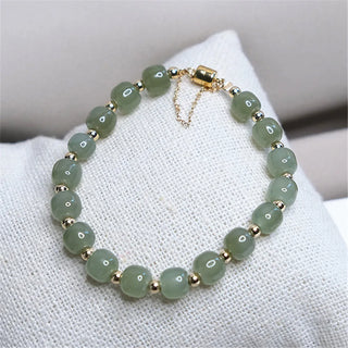 Natürliche grüne Tian-Perlen Armband mit Retro Chinese Style