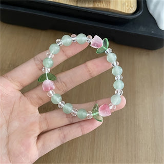 Charmantes Tulpen-Glasperlen-Armband für Mädchen
