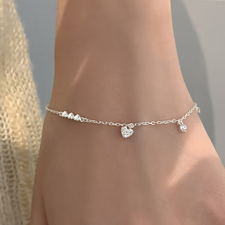 Exquisites Luxus Love Heart Zirconia Anhänger Kupfer Silbere Kettenarmband für Damen