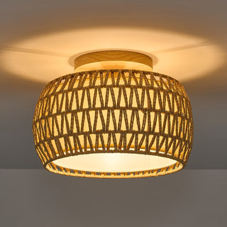 Bohemian Rattan Semi-Flush Deckenleuchte