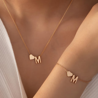 Retro Fashion Metall Love Letter Halsketten- & Armband-Set