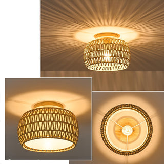 Bohemian Rattan Semi-Flush Deckenleuchte