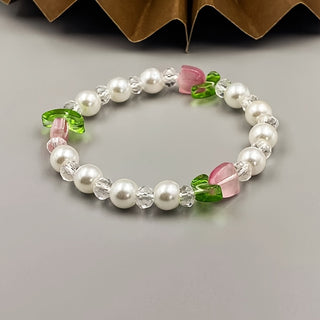 Charmantes Tulpen-Glasperlen-Armband für Mädchen