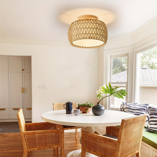 Bohemian Rattan Semi-Flush Deckenleuchte