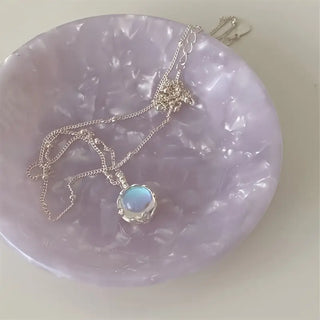 Minimalistische Silber-Moonstone Anhänger-Halskette – Einzigartige Eleganz