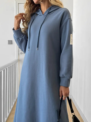 Kapuzen-Sweatshirtkleid – Langarm, Peacock Blue, Lässig